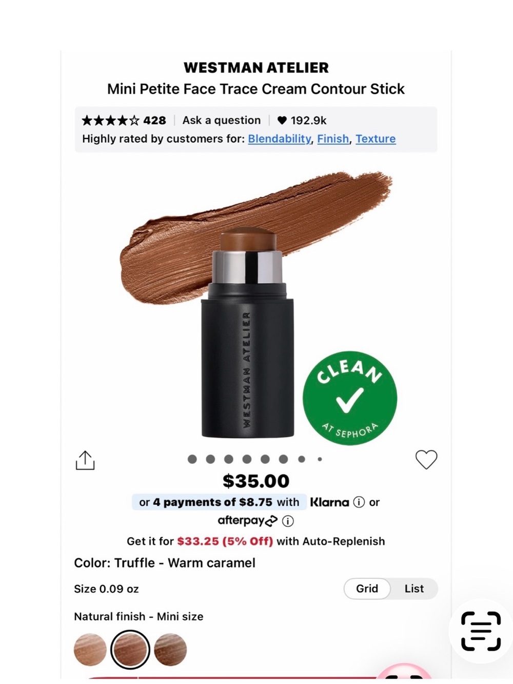 NEW Westman Atelier Mini Face Trace Contour Stick — Truffle (Warm Caramel)